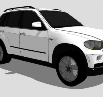 白色宝马X5E70汽车SU模型下载_sketchup草图大师SKP模型