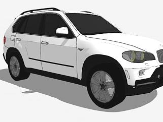 白色宝马X5E70汽车SU模型下载_sketchup草图大师SKP模型