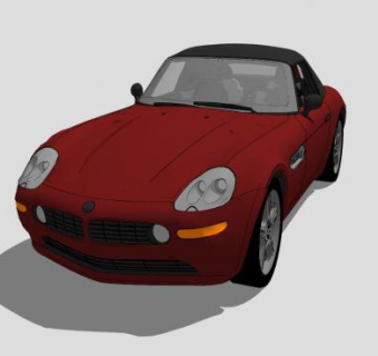 宝马Z8红色手动敞篷车SU模型下载_sketchup草图大师SKP模型