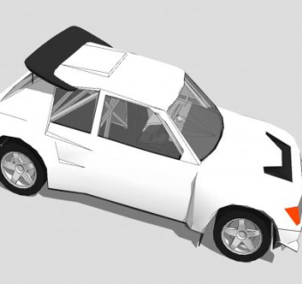 白色标致205汽车SU模型下载_sketchup草图大师SKP模型