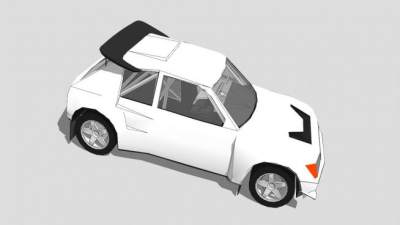 白色标致205汽车SU模型下载_sketchup草图大师SKP模型