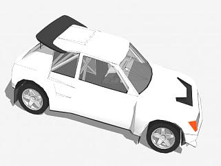 白色标致205汽车SU模型下载_sketchup草图大师SKP模型