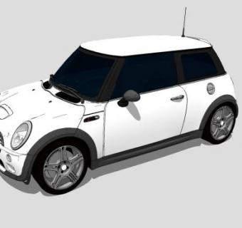 白色迷你库柏汽车SU模型下载_sketchup草图大师SKP模型