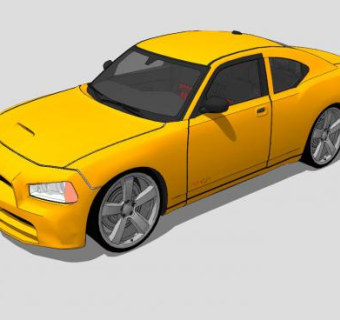 黄色道奇充电器概念跑车SU模型下载_sketchup草图大师SKP模型