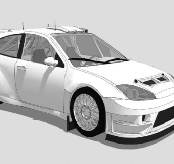 白色福特福克斯RS赛车SU模型下载_sketchup草图大师SKP模型