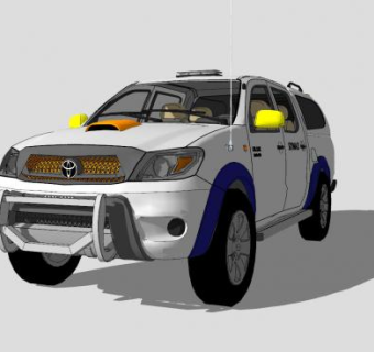 白色丰田越野车SU模型下载_sketchup草图大师SKP模型