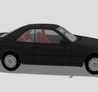 黑色奔驰C140轿车SU模型下载_sketchup草图大师SKP模型