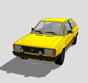 黄色大众高尔汽车SU模型下载_sketchup草图大师SKP模型