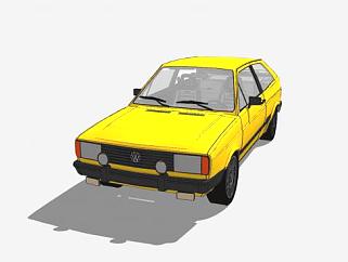 黄色大众高尔汽车SU模型下载_sketchup草图大师SKP模型