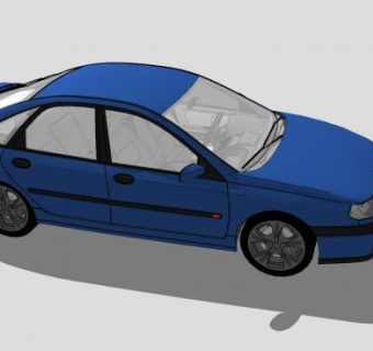 蓝色雷诺拉古纳汽车SU模型下载_sketchup草图大师SKP模型