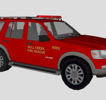 消防队指挥车辆SU模型下载_sketchup草图大师SKP模型