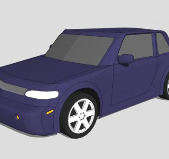 简易普蓝色双门轿车SU模型下载_sketchup草图大师SKP模型