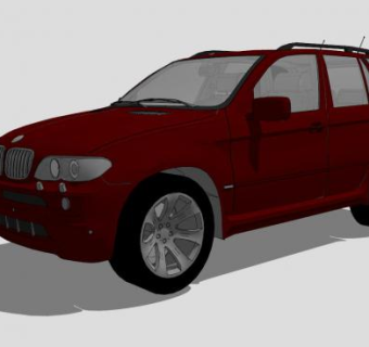 红色宝马E53汽车SU模型下载_sketchup草图大师SKP模型