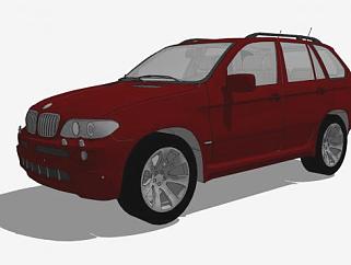 红色宝马E53汽车SU模型下载_sketchup草图大师SKP模型