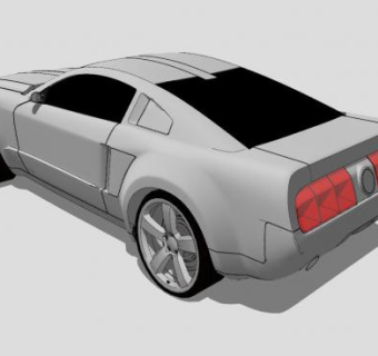福银色特野马概念跑车SU模型下载_sketchup草图大师SKP模型