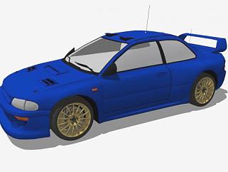 蓝色斯巴鲁翼豹WRC赛车SU模型下载_sketchup草图大师SKP模型