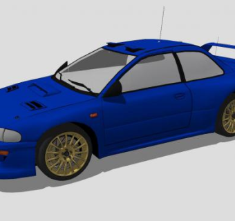 蓝色斯巴鲁翼豹WRC赛车SU模型下载_sketchup草图大师SKP模型