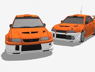 橙色三菱蓝瑟赛车SU模型下载_sketchup草图大师SKP模型