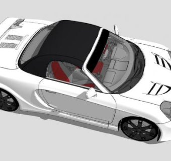 白色丰田MR2手动敞篷车SU模型下载_sketchup草图大师SKP模型