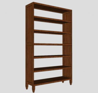 实木橡木独立式书柜SU模型下载_sketchup草图大师SKP模型