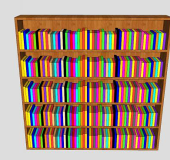 实木嵌入式书本书架SU模型下载_sketchup草图大师SKP模型