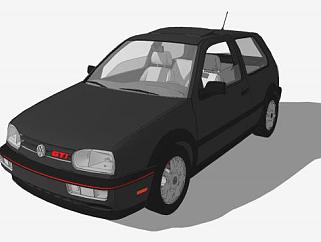 黑色大众高尔夫1994汽车SU模型下载_sketchup草图大师SKP模型