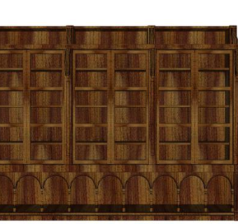 老式实木书柜SU模型下载_sketchup草图大师SKP模型