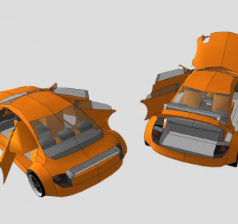 橙色汽车模架SU模型下载_sketchup草图大师SKP模型