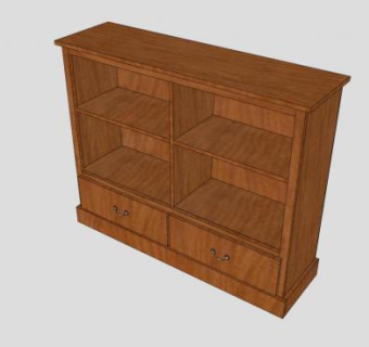 实木板式书架SU模型下载_sketchup草图大师SKP模型