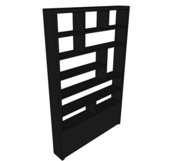 现代黑色书柜SU模型下载_sketchup草图大师SKP模型