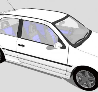 白色大众高尔GTI汽车SU模型下载_sketchup草图大师SKP模型