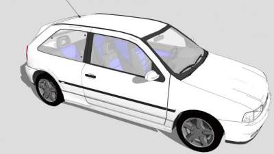 白色大众高尔GTI汽车SU模型下载_sketchup草图大师SKP模型