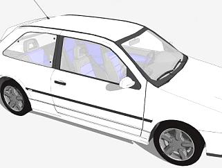 白色大众高尔GTI汽车SU模型下载_sketchup草图大师SKP模型