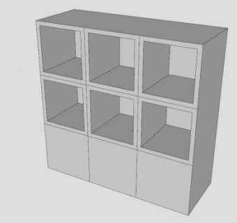 现代隔板式书柜SU模型下载_sketchup草图大师SKP模型