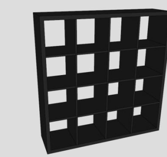 现代黑色隔板书柜SU模型下载_sketchup草图大师SKP模型