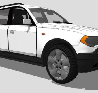 白色2004宝马X3汽车SU模型下载_sketchup草图大师SKP模型