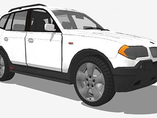 白色2004宝马X3汽车SU模型下载_sketchup草图大师SKP模型