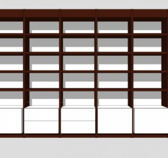现代隔板式书柜书架SU模型下载_sketchup草图大师SKP模型