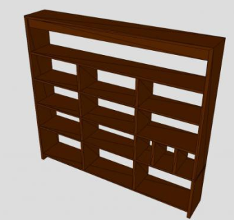 现代板式货架书柜SU模型下载_sketchup草图大师SKP模型