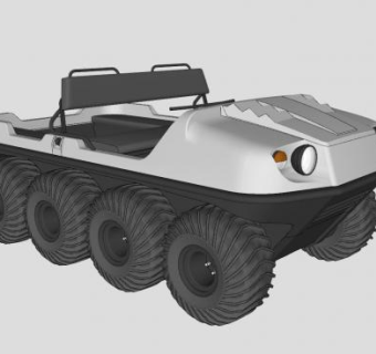 白色全地形车SU模型下载_sketchup草图大师SKP模型