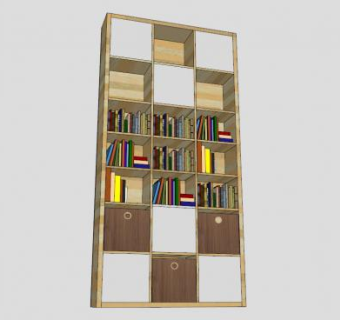 现代独立书柜SU模型下载_sketchup草图大师SKP模型