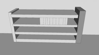 现代白色板式矮书柜SU模型下载_sketchup草图大师SKP模型