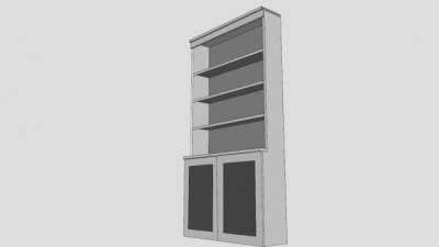 现代隔板白色书架SU模型下载_sketchup草图大师SKP模型