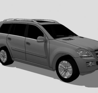 灰色奔驰GL级X164汽车SU模型下载_sketchup草图大师SKP模型