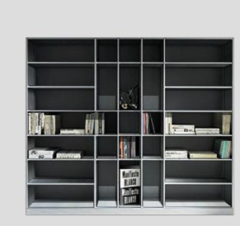 嵌入式隔板书柜SU模型下载_sketchup草图大师SKP模型