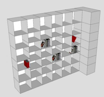 独立式书架隔板书柜SU模型下载_sketchup草图大师SKP模型