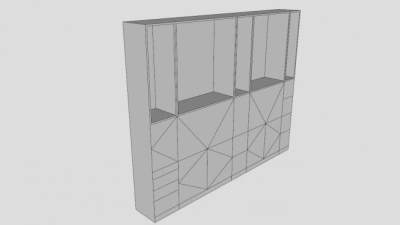 现代钢木白色书架SU模型下载_sketchup草图大师SKP模型