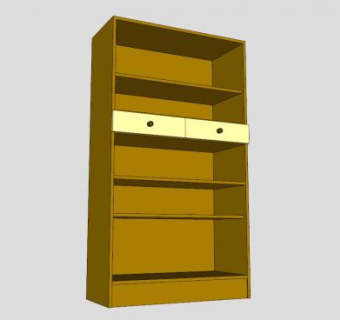 现代钢木结合书柜SU模型下载_sketchup草图大师SKP模型