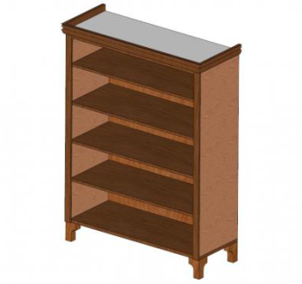 家居实木板式书柜SU模型下载_sketchup草图大师SKP模型