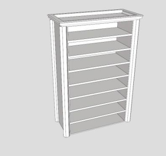 现代板式书柜书架SU模型下载_sketchup草图大师SKP模型